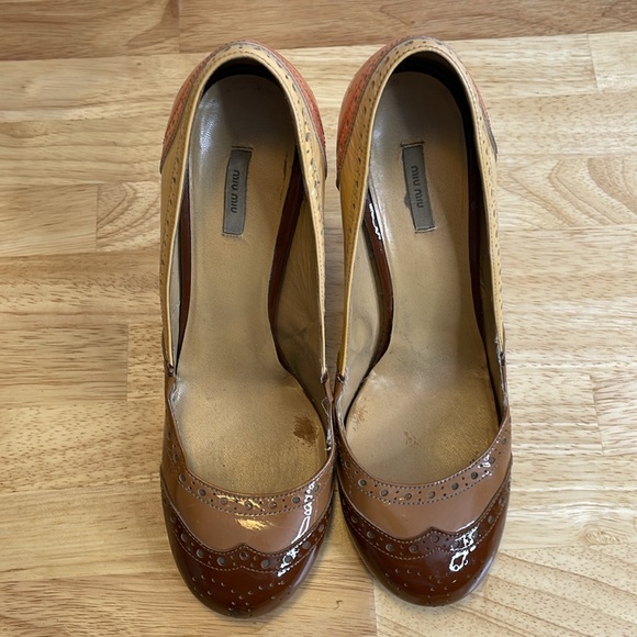 Miu Miu Patchwork Patent Leather Block Heels - Picture 6 of 15